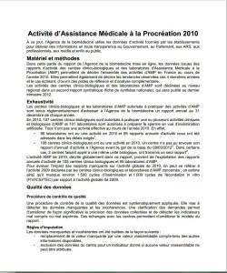 Activité d’Assistance Médicale à la Procréation 2010